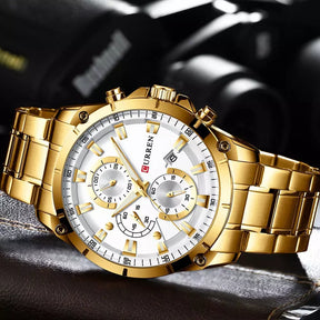 Relógio Mawey Masculino Executivo Casual Dourado CN361